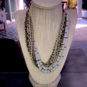 WHBM white and gold chunky layered chain necklace.